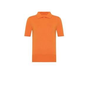 NEW THEO THE LABEL women's nomia polo sweater in orange